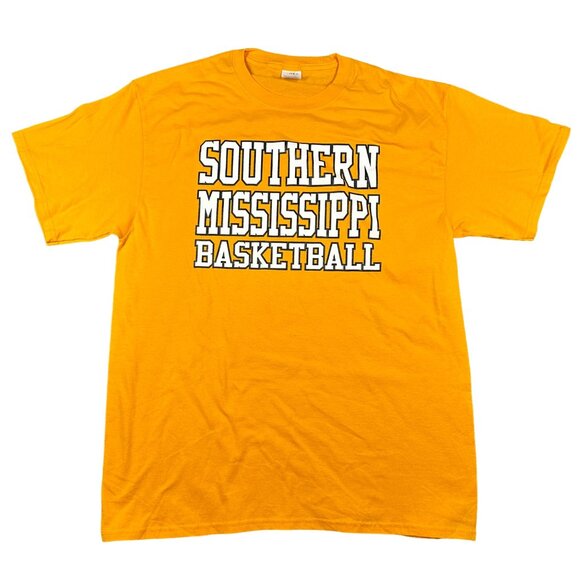 Southern‎ Mississippi Mens Large Golden Eagles Basketball Yellow SS Crew T-Shirt - Picture 1 of 8